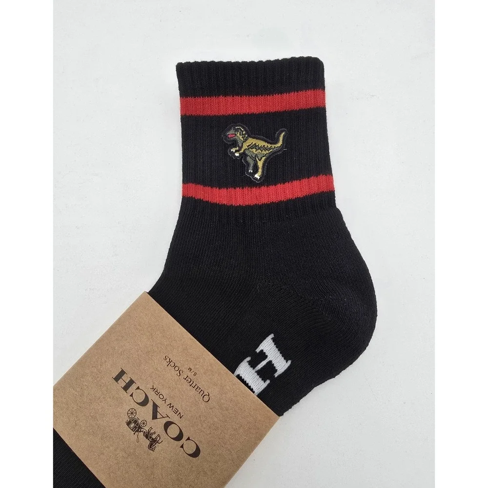 Coach Rexy Quarter Crew Socks Black New